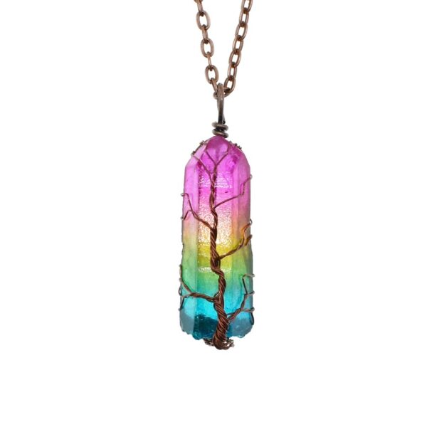 Hot Selling Stone Crystal Pillar Tree Of Life Pendant Ins Fashion Necklace - Image 4